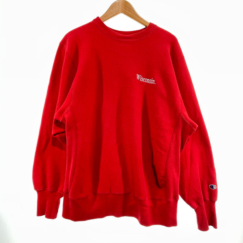 【中古品】【メンズ】 CHAMPION チャンピオン 90S リバースウィーブ WISCONSIN スウェット メキシコ製 ヴィンテージ 145-260818-nm-76-tei サイズ：L カラー：レッド 万代Net店