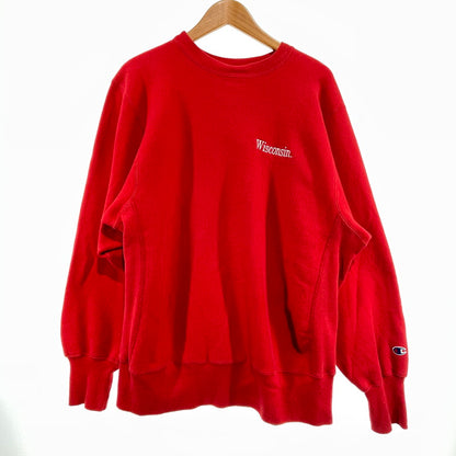 【中古品】【メンズ】 CHAMPION チャンピオン 90S リバースウィーブ WISCONSIN スウェット メキシコ製 ヴィンテージ 145-260818-nm-76-tei サイズ：L カラー：レッド 万代Net店