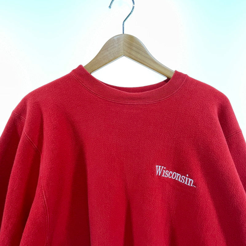【中古品】【メンズ】 CHAMPION チャンピオン 90S リバースウィーブ WISCONSIN スウェット メキシコ製 ヴィンテージ 145-260818-nm-76-tei サイズ：L カラー：レッド 万代Net店