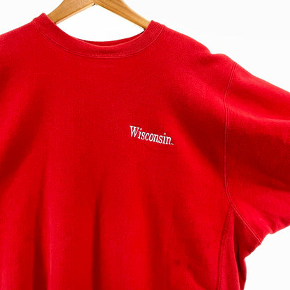 【中古品】【メンズ】 CHAMPION チャンピオン 90S リバースウィーブ WISCONSIN スウェット メキシコ製 ヴィンテージ 145-260818-nm-76-tei サイズ：L カラー：レッド 万代Net店