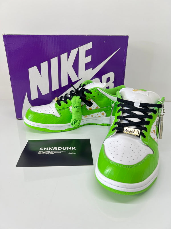 【中古美品】【メンズ】 NIKE SB ナイキ スケートボーディング × Suprme シュプリーム 別注 コラボ DUNK LOW OG QS DH3228-101 ダンク ロー オリジナル クイックストライク スニーカー 靴 160-260801-kk-07-hon カラー：WHITE/MEAN GREEN-METALLIC GOLD 万代Net店