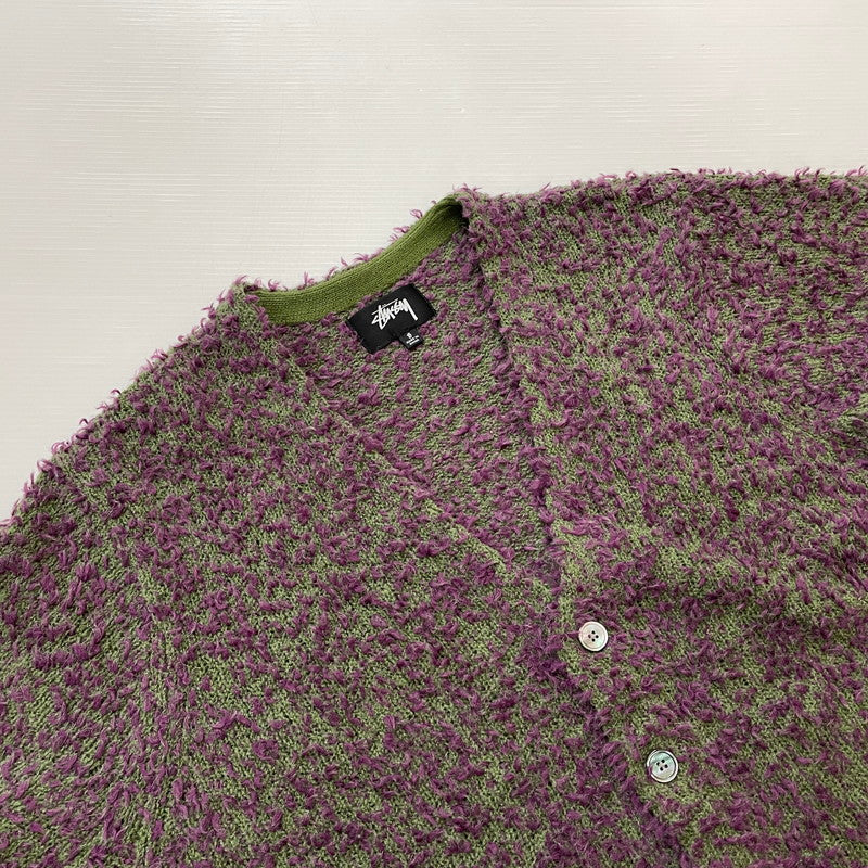 【中古品】【メンズ】 STUSSY ステューシー TEXTURED CARDIGAN 117291 テクスチャード カーディガン 長袖 トップス 142-260513-yo-08-tei サイズ：S カラー：パープル/グリーン 万代Net店