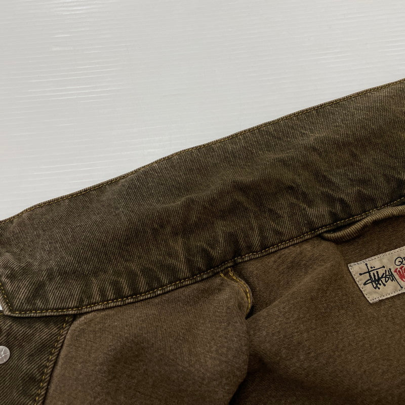 【中古品】【メンズ】 STUSSY ステューシー RINSED INDIGO TRACKER DENIM JACKET 115781 リンスウォッシュ インディゴ トラッカー デニムジャケット ライトアウター Gジャン 142-260513-yo-01-fuzh サイズ：S カラー：ブラウン 万代Net店