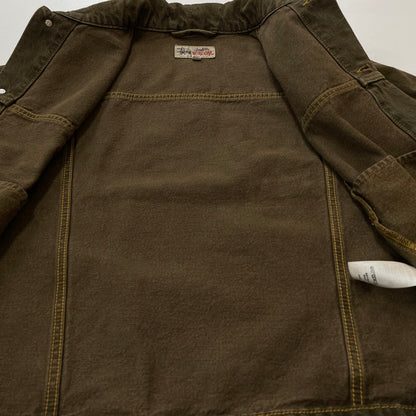 【中古品】【メンズ】 STUSSY ステューシー RINSED INDIGO TRACKER DENIM JACKET 115781 リンスウォッシュ インディゴ トラッカー デニムジャケット ライトアウター Gジャン 142-260513-yo-01-fuzh サイズ：S カラー：ブラウン 万代Net店