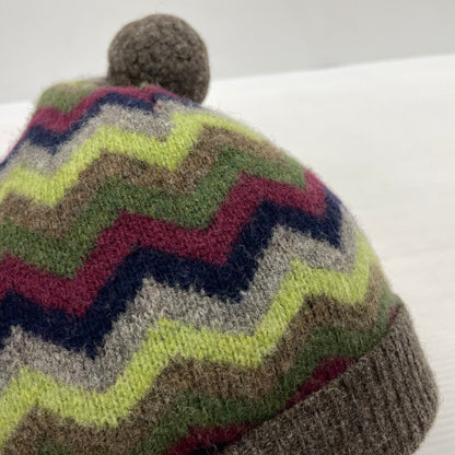 【中古品】【メンズ】 STUSSY ステューシー ZIGZAG POM KNIT BEANIE ジグザグ ボンボン ビーニー 帽子 ニット帽 185-261014-yo-34-teih サイズ：F カラー：マルチ 万代Net店