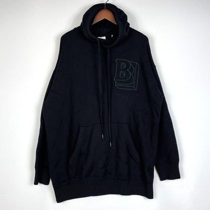 【中古品】【メンズ】 BURBERRY バーバリー PATCH LOGO BURLTON KNIT HOODIE パッチ ロゴニット バールトン フーディー 長袖 トップス ジップパーカー 141-260513-yo-02-tei サイズ：M カラー：ブラック 万代Net店