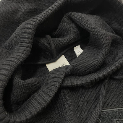 【中古品】【メンズ】 BURBERRY バーバリー PATCH LOGO BURLTON KNIT HOODIE パッチ ロゴニット バールトン フーディー 長袖 トップス ジップパーカー 141-260513-yo-02-tei サイズ：M カラー：ブラック 万代Net店