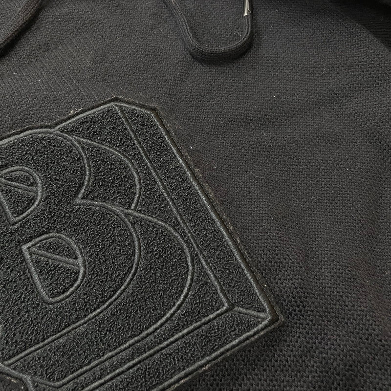 【中古品】【メンズ】 BURBERRY バーバリー PATCH LOGO BURLTON KNIT HOODIE パッチ ロゴニット バールトン フーディー 長袖 トップス ジップパーカー 141-260513-yo-02-tei サイズ：M カラー：ブラック 万代Net店