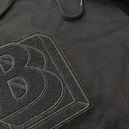 【中古品】【メンズ】 BURBERRY バーバリー PATCH LOGO BURLTON KNIT HOODIE パッチ ロゴニット バールトン フーディー 長袖 トップス ジップパーカー 141-260513-yo-02-tei サイズ：M カラー：ブラック 万代Net店