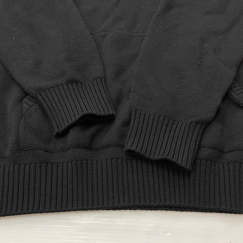 【中古品】【メンズ】 BURBERRY バーバリー PATCH LOGO BURLTON KNIT HOODIE パッチ ロゴニット バールトン フーディー 長袖 トップス ジップパーカー 141-260513-yo-02-tei サイズ：M カラー：ブラック 万代Net店