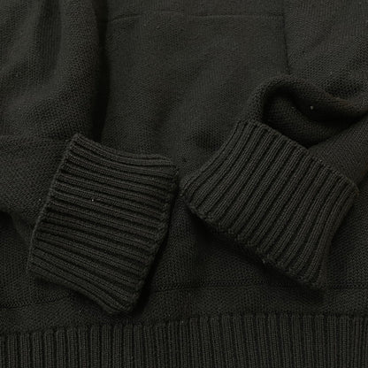 【中古品】【メンズ】 BURBERRY バーバリー PATCH LOGO BURLTON KNIT HOODIE パッチ ロゴニット バールトン フーディー 長袖 トップス ジップパーカー 141-260513-yo-02-tei サイズ：M カラー：ブラック 万代Net店