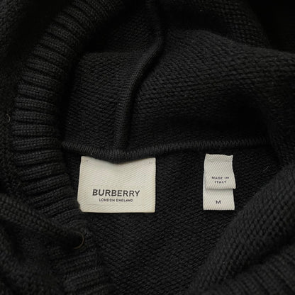 【中古品】【メンズ】 BURBERRY バーバリー PATCH LOGO BURLTON KNIT HOODIE パッチ ロゴニット バールトン フーディー 長袖 トップス ジップパーカー 141-260513-yo-02-tei サイズ：M カラー：ブラック 万代Net店