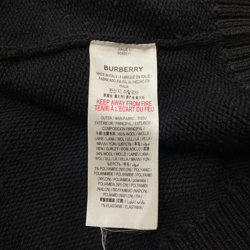 【中古品】【メンズ】 BURBERRY バーバリー PATCH LOGO BURLTON KNIT HOODIE パッチ ロゴニット バールトン フーディー 長袖 トップス ジップパーカー 141-260513-yo-02-tei サイズ：M カラー：ブラック 万代Net店