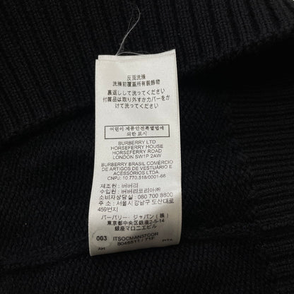 【中古品】【メンズ】 BURBERRY バーバリー PATCH LOGO BURLTON KNIT HOODIE パッチ ロゴニット バールトン フーディー 長袖 トップス ジップパーカー 141-260513-yo-02-tei サイズ：M カラー：ブラック 万代Net店