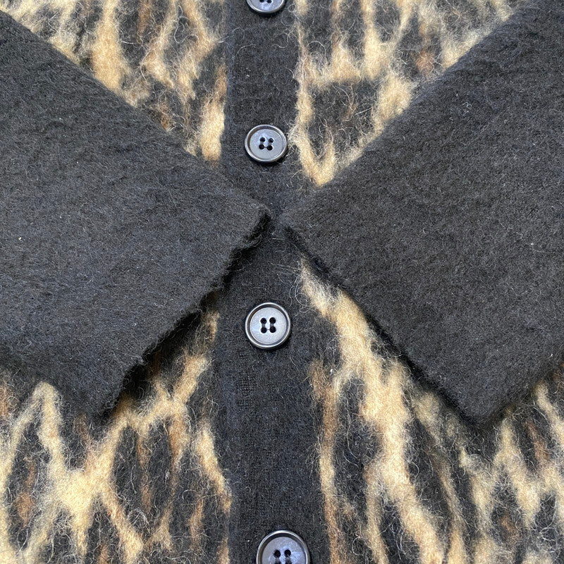 【中古品】【メンズ】 SAINT MICHAEL SAINT Mxxxxxx SAINT MICHAEL セントマイケル 25AW LEOPARD KNIT CARDIGAN SM-HR1-0000-073 レオパード ニット カーディガン 長袖 トップス 142-260518-ks-06-tei サイズ：L カラー：ブラック 万代Net店