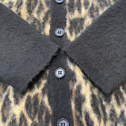 【中古品】【メンズ】 SAINT MICHAEL SAINT Mxxxxxx SAINT MICHAEL セントマイケル 25AW LEOPARD KNIT CARDIGAN SM-HR1-0000-073 レオパード ニット カーディガン 長袖 トップス 142-260518-ks-06-tei サイズ：L カラー：ブラック 万代Net店