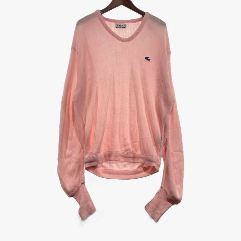 【中古品】【メンズ】 IZOD LACOSTE アイゾッド ラコステ 70's V NECK ACRYLIC KNIT SWEATER VINTAGE 70年代 Vネック アクリル ニット セーター 長袖 トップス ヴィンテージ 青ワニ 147-260828-yo-02-teih サイズ：L カラー：ピンク 万代Net店