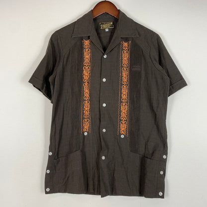 【中古品】【メンズ】 ESTRELLA STANDARD GUAYABERA エストレヤ スタンダード グァジャベーラ CUBAN SHIRT キューバ シャツ トップス 半袖 ボタンダウン 147-260514-ko-05-tei サイズ：36 カラー：ブラウン 万代Net店