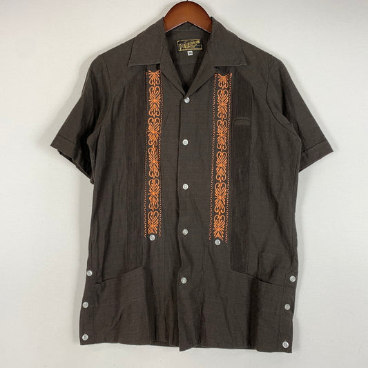 【中古品】【メンズ】 ESTRELLA STANDARD GUAYABERA エストレヤ スタンダード グァジャベーラ CUBAN SHIRT キューバ シャツ トップス 半袖 ボタンダウン 147-260514-ko-05-tei サイズ：36 カラー：ブラウン 万代Net店