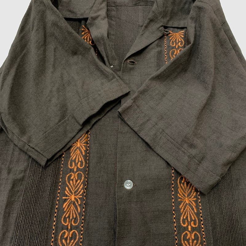 【中古品】【メンズ】 ESTRELLA STANDARD GUAYABERA エストレヤ スタンダード グァジャベーラ CUBAN SHIRT キューバ シャツ トップス 半袖 ボタンダウン 147-260514-ko-05-tei サイズ：36 カラー：ブラウン 万代Net店