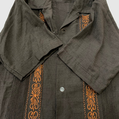 【中古品】【メンズ】 ESTRELLA STANDARD GUAYABERA エストレヤ スタンダード グァジャベーラ CUBAN SHIRT キューバ シャツ トップス 半袖 ボタンダウン 147-260514-ko-05-tei サイズ：36 カラー：ブラウン 万代Net店