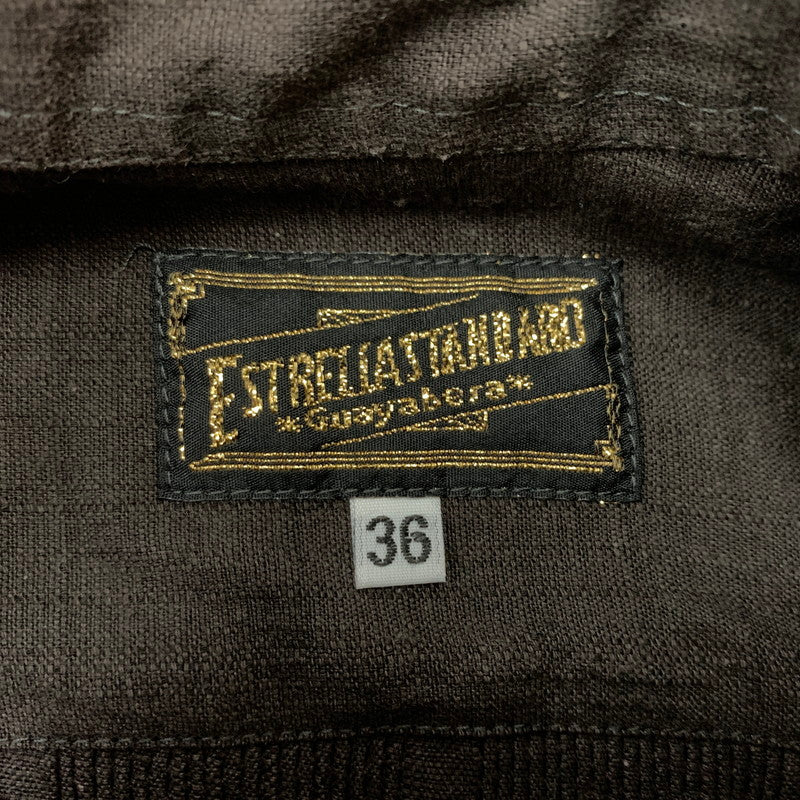 【中古品】【メンズ】 ESTRELLA STANDARD GUAYABERA エストレヤ スタンダード グァジャベーラ CUBAN SHIRT キューバ シャツ トップス 半袖 ボタンダウン 147-260514-ko-05-tei サイズ：36 カラー：ブラウン 万代Net店