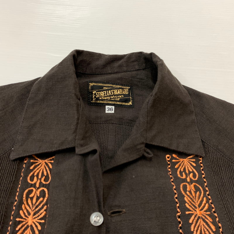 【中古品】【メンズ】 ESTRELLA STANDARD GUAYABERA エストレヤ スタンダード グァジャベーラ CUBAN SHIRT キューバ シャツ トップス 半袖 ボタンダウン 147-260514-ko-05-tei サイズ：36 カラー：ブラウン 万代Net店
