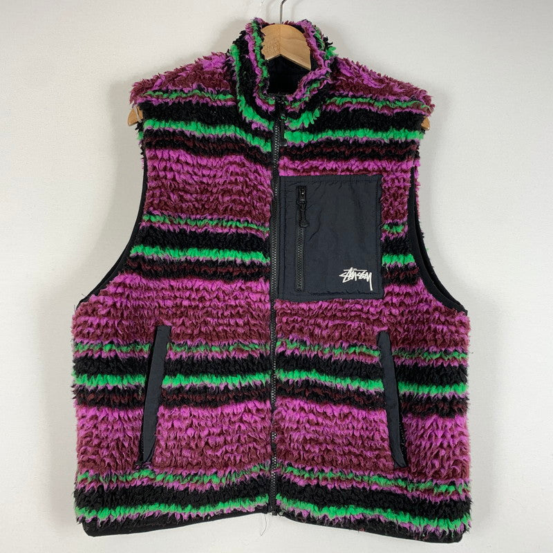 【中古品】【メンズ】 STUSSY ステューシー STRIPED FLEECE VEST 118468 ストライプ フリース ベスト ライトアウター 142-260514-ko-02-tei サイズ：S カラー：柄 万代Net店