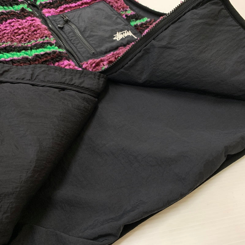 【中古品】【メンズ】 STUSSY ステューシー STRIPED FLEECE VEST 118468 ストライプ フリース ベスト ライトアウター 142-260514-ko-02-tei サイズ：S カラー：柄 万代Net店