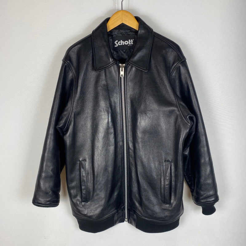 【中古品】【メンズ】 SCHOTT ショット × FREAKS STORE フリークスストア 別注 コラボ LAMB LEATHER RIDER JACKET 782-3250082 ラムレザー ライダース ジャケット アウター 145-260518-ks-10-tei サイズ：L カラー：ブラック 万代Net店