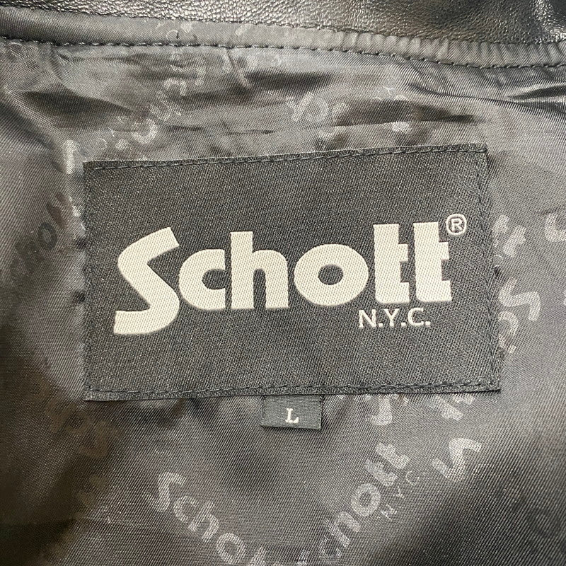 【中古品】【メンズ】 SCHOTT ショット × FREAKS STORE フリークスストア 別注 コラボ LAMB LEATHER RIDER JACKET 782-3250082 ラムレザー ライダース ジャケット アウター 145-260518-ks-10-tei サイズ：L カラー：ブラック 万代Net店