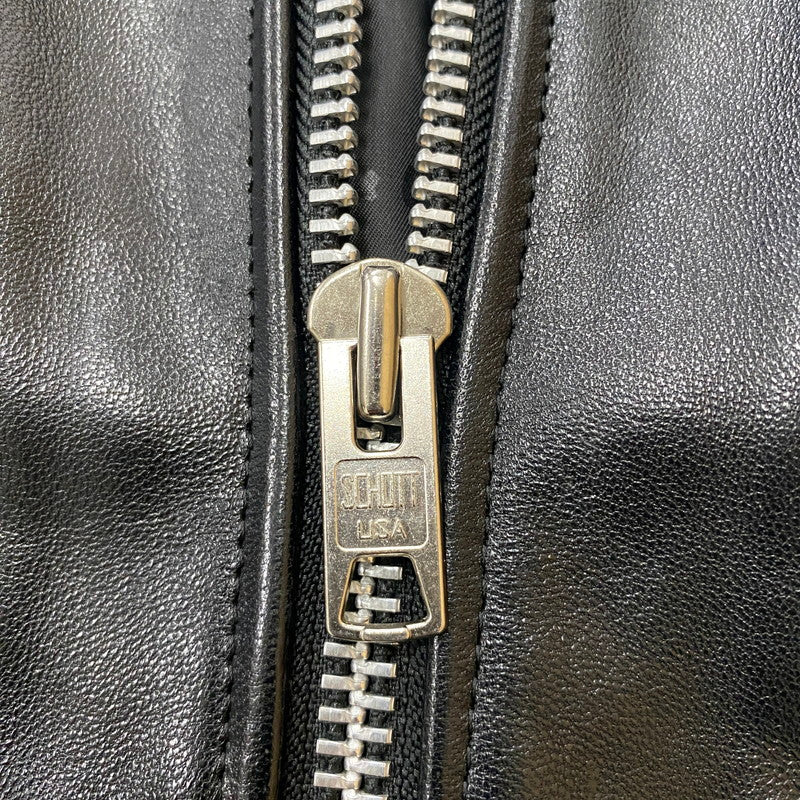 【中古品】【メンズ】 SCHOTT ショット × FREAKS STORE フリークスストア 別注 コラボ LAMB LEATHER RIDER JACKET 782-3250082 ラムレザー ライダース ジャケット アウター 145-260518-ks-10-tei サイズ：L カラー：ブラック 万代Net店