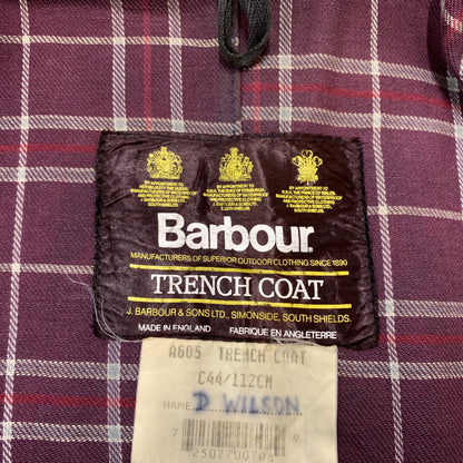 【ジャンク品】【メンズ】 Barbour バブアー TRENCH COAT A605 トレンチコート アウター ロングコート 141-260524-ko-16-tei サイズ：C44/112cm カラー：ネイビー 万代Net店