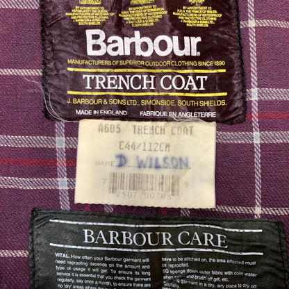 【ジャンク品】【メンズ】 Barbour バブアー TRENCH COAT A605 トレンチコート アウター ロングコート 141-260524-ko-16-tei サイズ：C44/112cm カラー：ネイビー 万代Net店