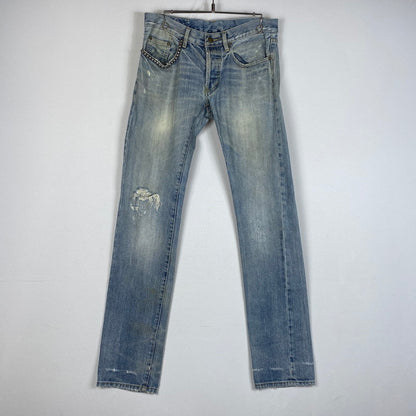【中古品】【メンズ】 HYSTERIC GLAMOUR ヒステリックグラマー STUDDED DENIM PANTS スタッズ デニムパンツ ボトムス 152-260530-yo-03-tei サイズ：30 カラー：インディゴ 万代Net店