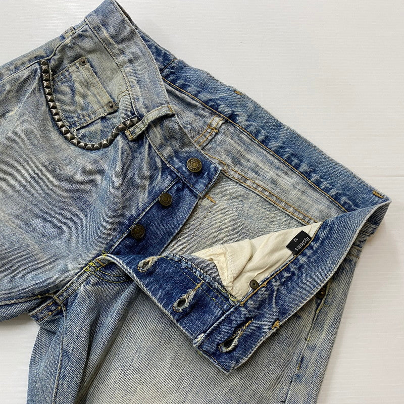 【中古品】【メンズ】 HYSTERIC GLAMOUR ヒステリックグラマー STUDDED DENIM PANTS スタッズ デニムパンツ ボトムス 152-260530-yo-03-tei サイズ：30 カラー：インディゴ 万代Net店