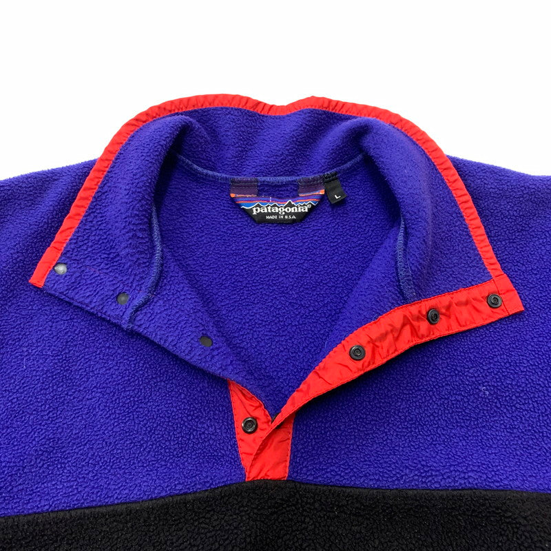 【現状渡し品】【メンズ】 patagonia パタゴニア 80-90's SYNCHILLA SNAP-T TWO-TONE VINTAGE 80-90年代 シンチラ スナップT ツートンカラー ライトアウター フリースジャケット ヴィンテージ 144-260524-ko-12-tei サイズ：L カラー：ブルー×ブラック 万代Net店