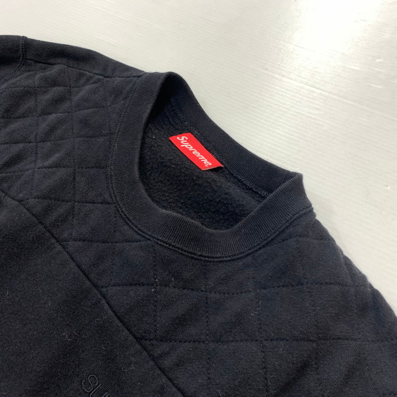 【中古品】【メンズ】 Supreme シュプリーム QUILTED PANEL CREWNECK SWEAT キルテッド パネル クルーネック スウェット トップス トレーナー 149-260602-ko-22-tei サイズ：L カラー：ブラック 万代Net店