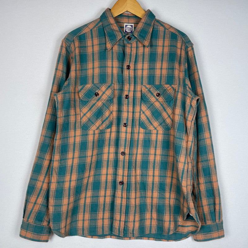 【中古品】【メンズ】 JOHN GLUCKOW by WAREHOUSE ジョングラッコー バイ ウエアハウス NEL CHECK SHIRT ネル チェック シャツ フランネル ワークシャツ 長袖 トップス 145-260528-ss-03-tei サイズ：38 カラー：グリーン 万代Net店