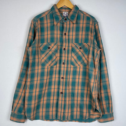 【中古品】【メンズ】 JOHN GLUCKOW by WAREHOUSE ジョングラッコー バイ ウエアハウス NEL CHECK SHIRT ネル チェック シャツ フランネル ワークシャツ 長袖 トップス 145-260528-ss-03-tei サイズ：38 カラー：グリーン 万代Net店