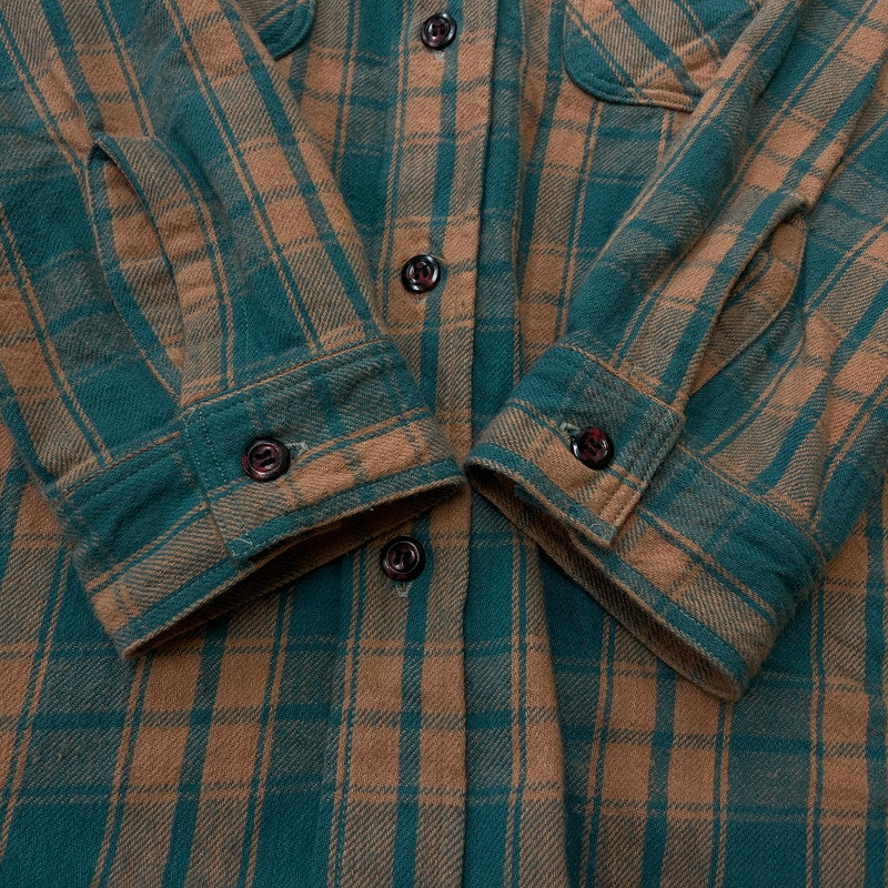 【中古品】【メンズ】 JOHN GLUCKOW by WAREHOUSE ジョングラッコー バイ ウエアハウス NEL CHECK SHIRT ネル チェック シャツ フランネル ワークシャツ 長袖 トップス 145-260528-ss-03-tei サイズ：38 カラー：グリーン 万代Net店