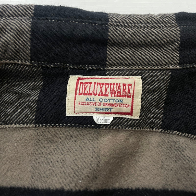 【中古品】【メンズ】 DELUXE WARE デラックスウェア BUFFALO CHECK HEAVY NEL SHIRTS バッファローチェック ヘビーネルシャツ 長袖 トップス 145-260528-ss-02-fuzh サイズ：M カラー：グレー 万代Net店