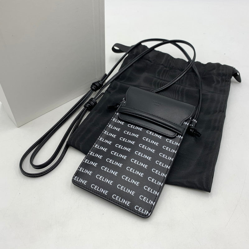 【中古品】【メンズ】 CELINE セリーヌ LOGO MOBILE PHONE POUCH ロゴモバイル フォン ポーチ カバン 肩掛け 180-260522-ko-03-tei カラー：ブラック 万代Net店