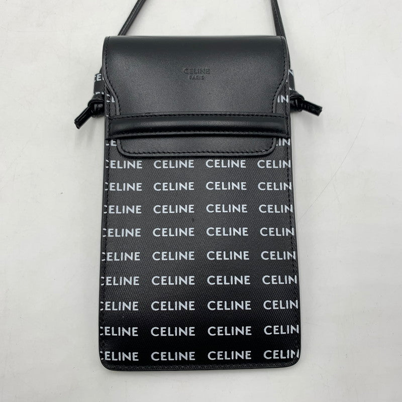 【中古品】【メンズ】 CELINE セリーヌ LOGO MOBILE PHONE POUCH ロゴモバイル フォン ポーチ カバン 肩掛け 180-260522-ko-03-tei カラー：ブラック 万代Net店