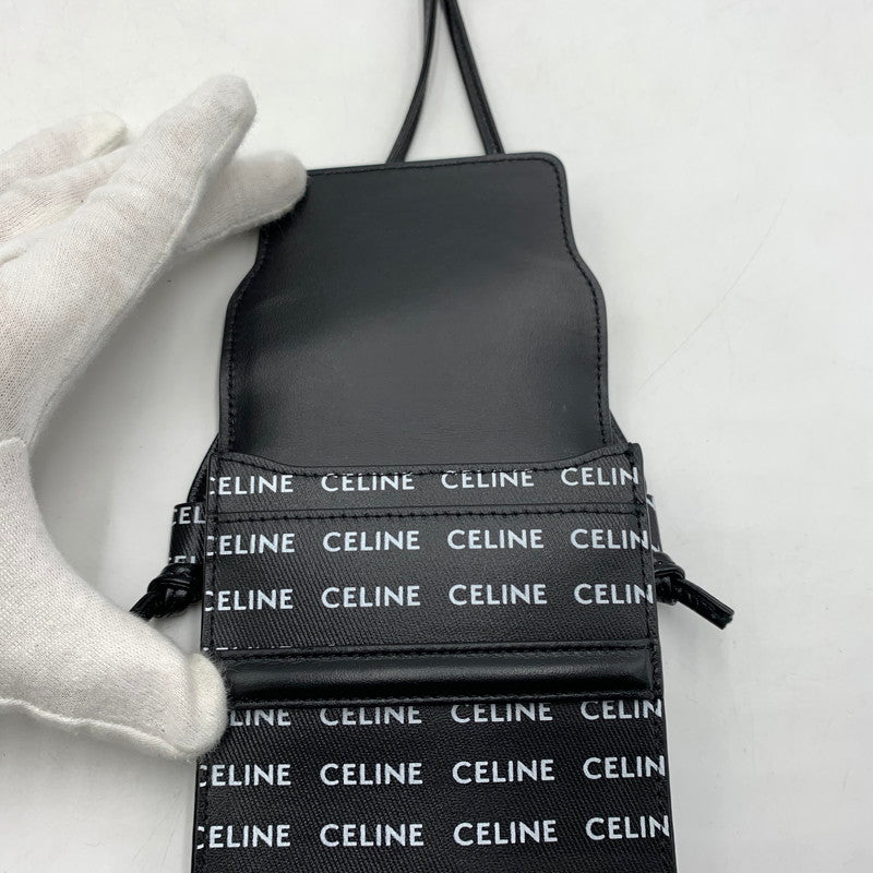 【中古品】【メンズ】 CELINE セリーヌ LOGO MOBILE PHONE POUCH ロゴモバイル フォン ポーチ カバン 肩掛け 180-260522-ko-03-tei カラー：ブラック 万代Net店