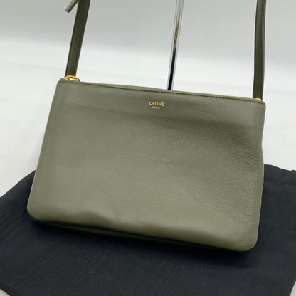 【中古品】【レディース】 CELINE セリーヌ TRIO LEATHER SHOULDER BAG トリオ レザー ショルダーバッグ カバン 180-260522-ko-14-tei カラー：グリーン系 万代Net店
