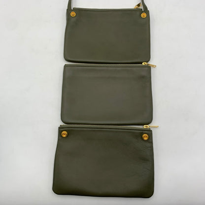 【中古品】【レディース】 CELINE セリーヌ TRIO LEATHER SHOULDER BAG トリオ レザー ショルダーバッグ カバン 180-260522-ko-14-tei カラー：グリーン系 万代Net店