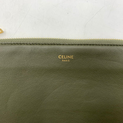 【中古品】【レディース】 CELINE セリーヌ TRIO LEATHER SHOULDER BAG トリオ レザー ショルダーバッグ カバン 180-260522-ko-14-tei カラー：グリーン系 万代Net店