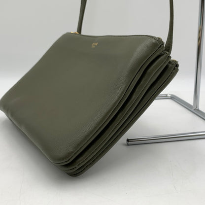 【中古品】【レディース】 CELINE セリーヌ TRIO LEATHER SHOULDER BAG トリオ レザー ショルダーバッグ カバン 180-260522-ko-14-tei カラー：グリーン系 万代Net店