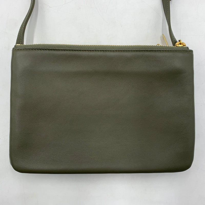 【中古品】【レディース】 CELINE セリーヌ TRIO LEATHER SHOULDER BAG トリオ レザー ショルダーバッグ カバン 180-260522-ko-14-tei カラー：グリーン系 万代Net店